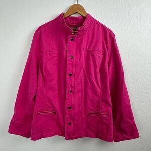 i.e. relaxed Womans 3XL Jacket Pink Button‎ Down Zip 80s 90s vibe